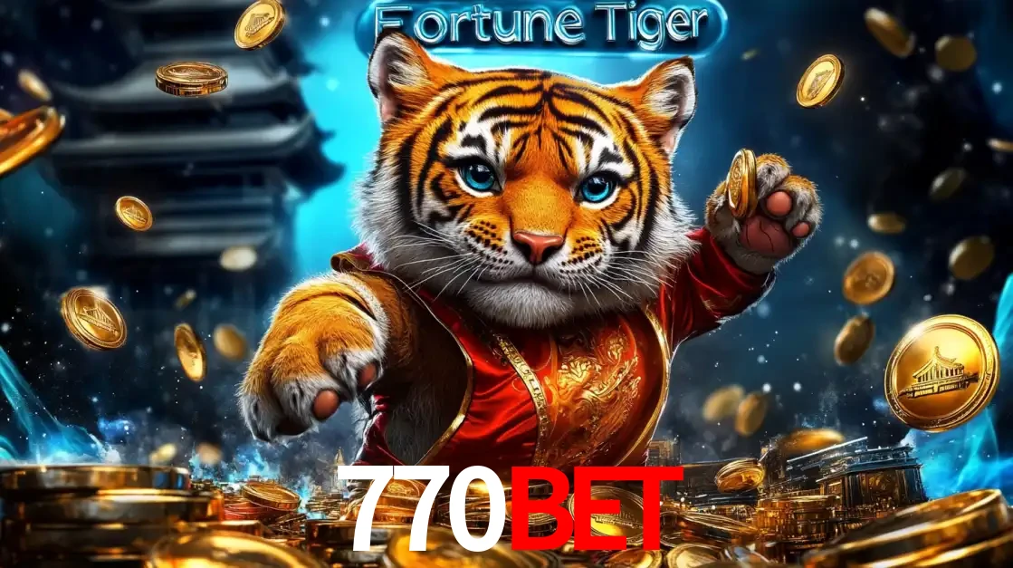 Imagem promocional do jogo de slot Fortune Tiger, com um tigre majestoso em traje tradicional cercado por uma fortuna em moedas de ouro, disponível agora no cassino 770BET.