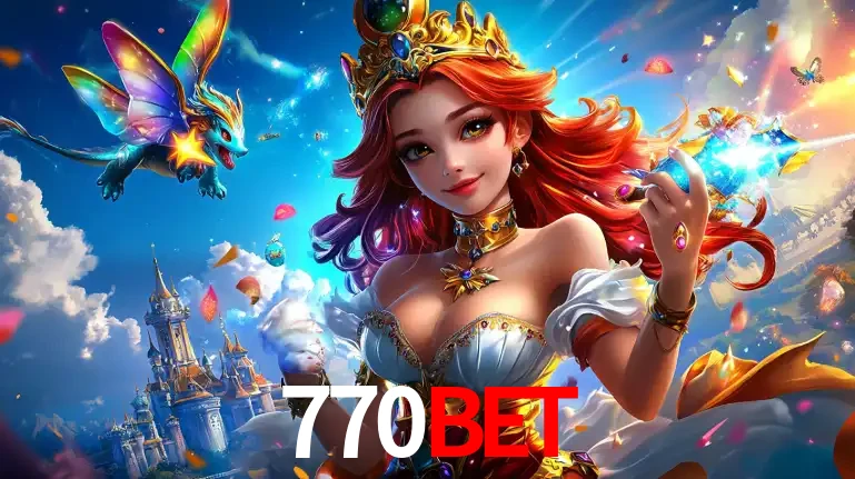 A princesa de um reino de fantasia mágico, com seu pequeno dragão, apresentando um mundo de prêmios encantados nos jogos de caça-níqueis do cassino 770BET.